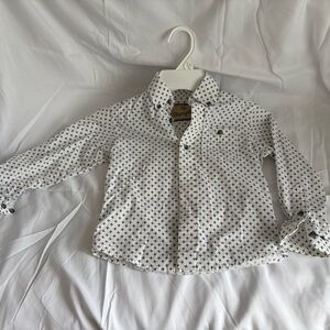 Wrangler Kids White and Navy Button Down Shirt